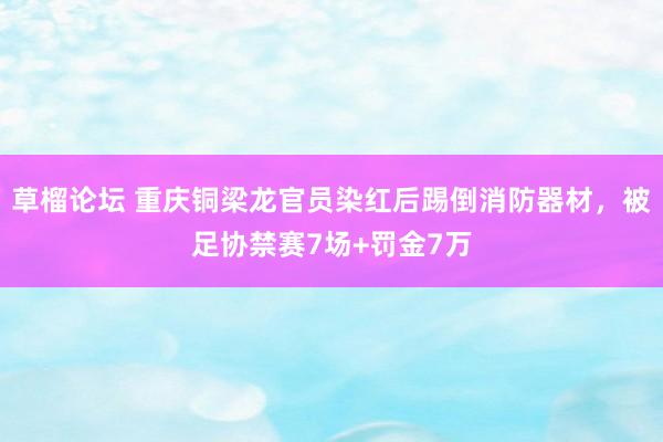 草榴论坛 重庆铜梁龙官员染红后踢倒消防器材，被足协禁赛7场+罚金7万