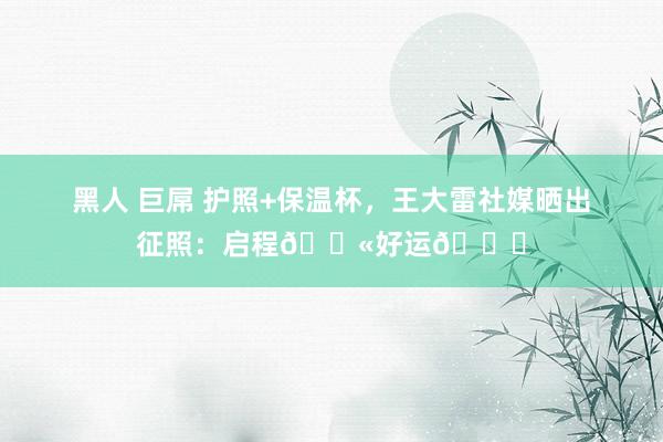 黑人 巨屌 护照+保温杯，王大雷社媒晒出征照：启程🛫好运🍀