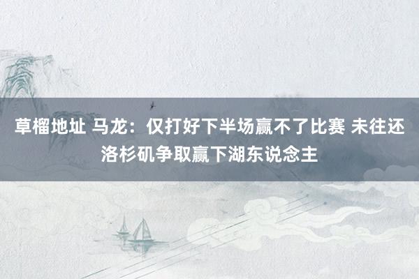 草榴地址 马龙：仅打好下半场赢不了比赛 未往还洛杉矶争取赢下湖东说念主