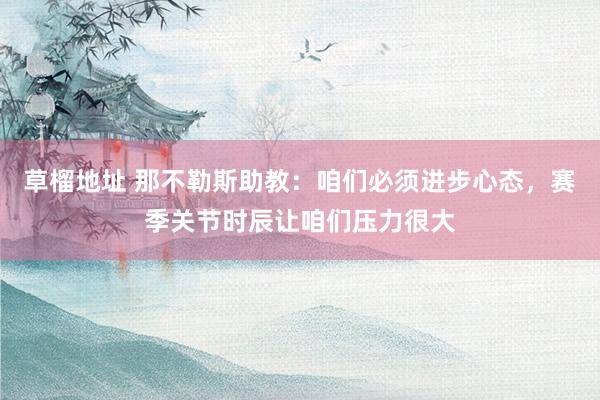 草榴地址 那不勒斯助教：咱们必须进步心态，赛季关节时辰让咱们压力很大